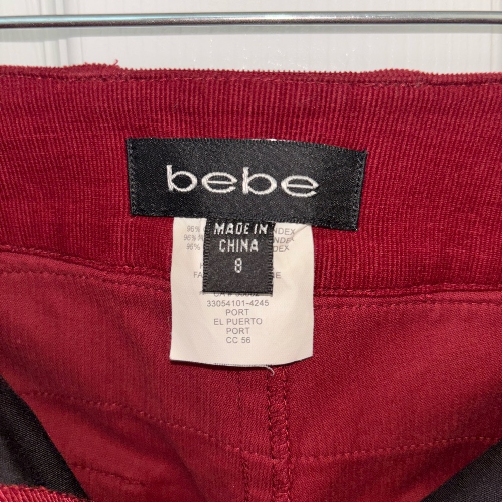 Bebe Red Velvet Pants with Satin Accents - Picture 7 of 8